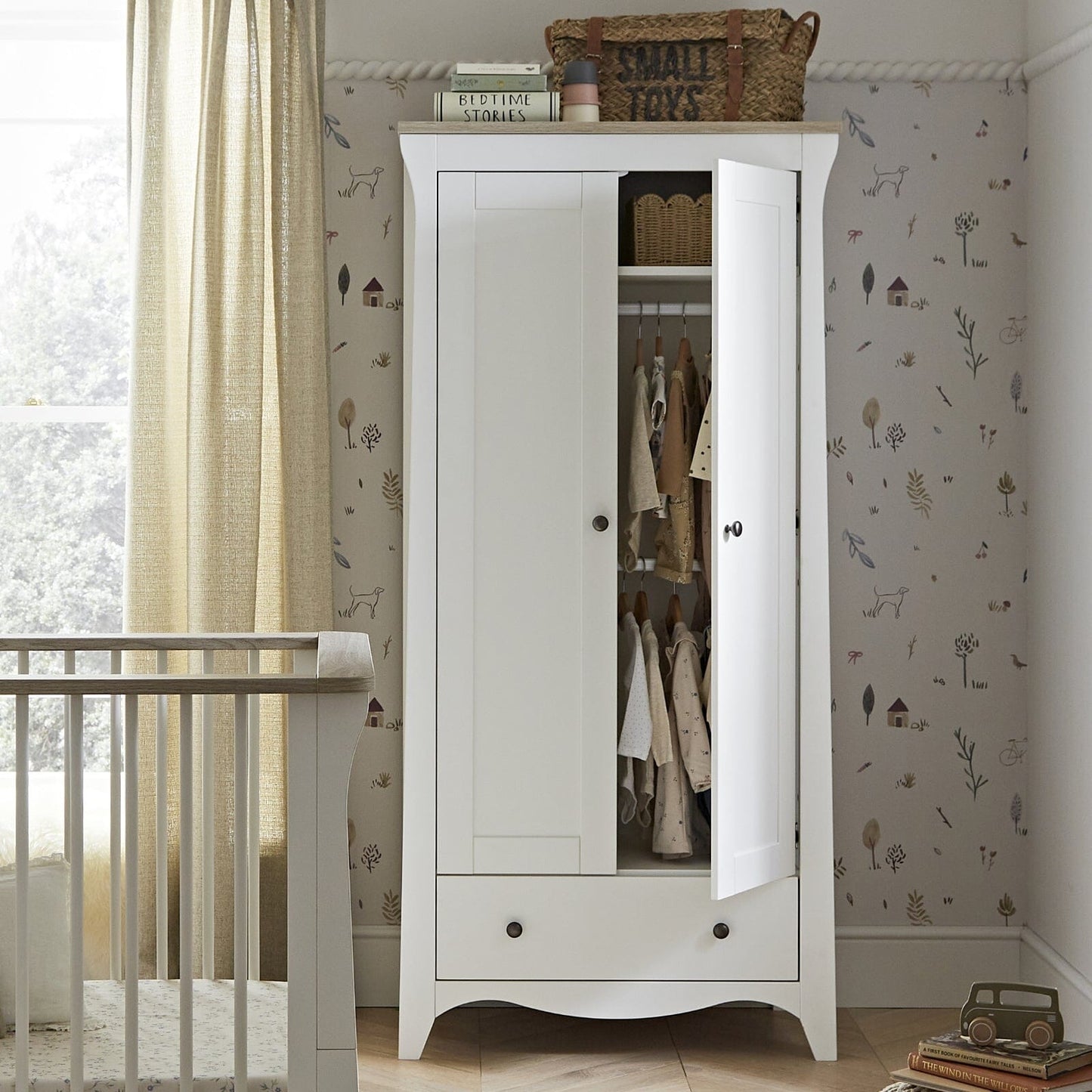 Clara 2 Door Double Wardrobe - White & Ash