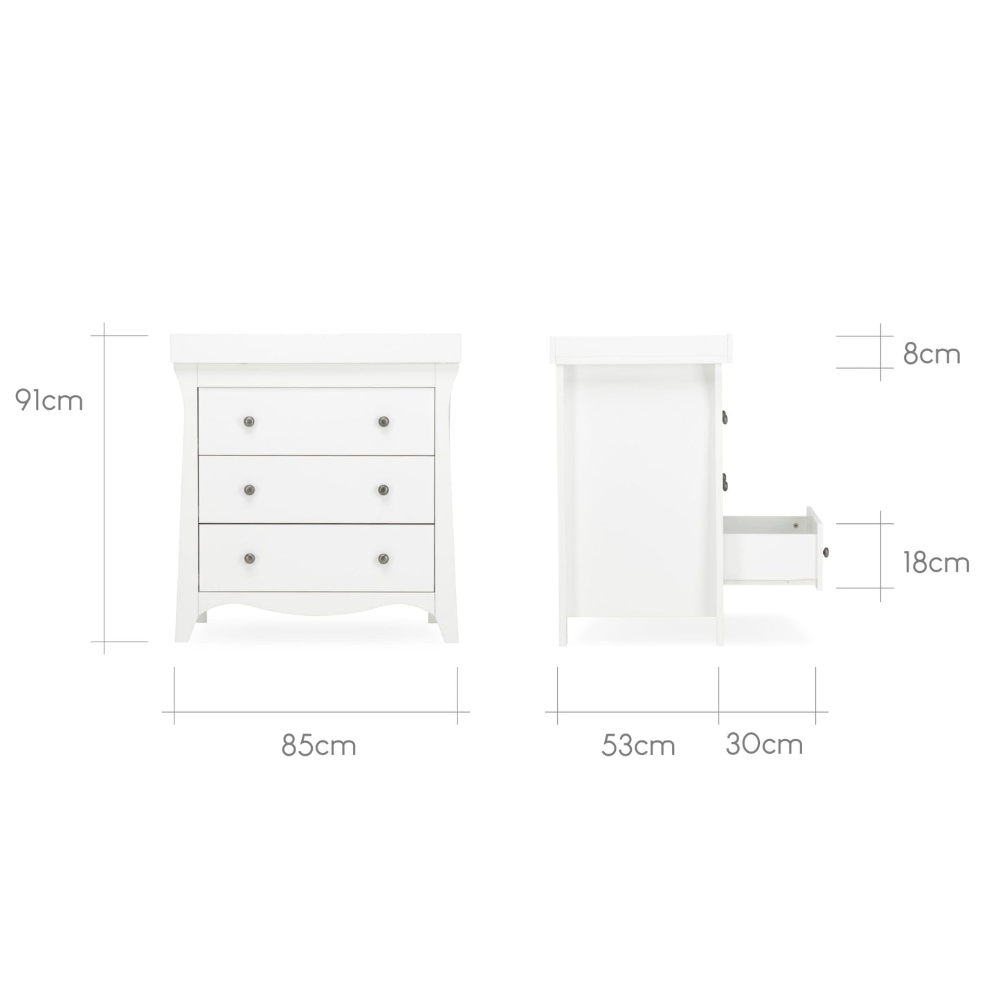 Clara 3 Piece Nursery Furniture Set - White