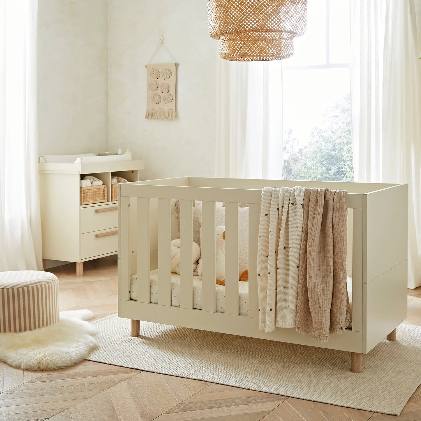 Harper 2 Piece Nursery Furniture Set - Cream & Ash