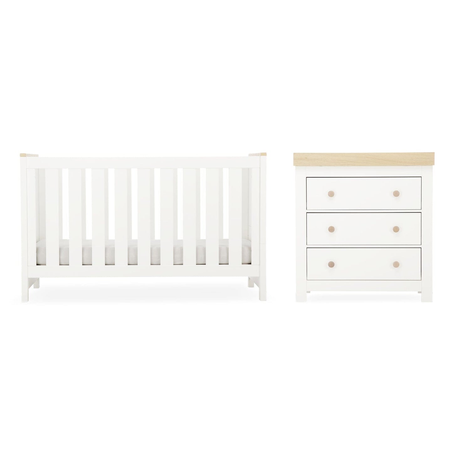 Luna 2 Piece Nursery Furniture Set - White & Oak