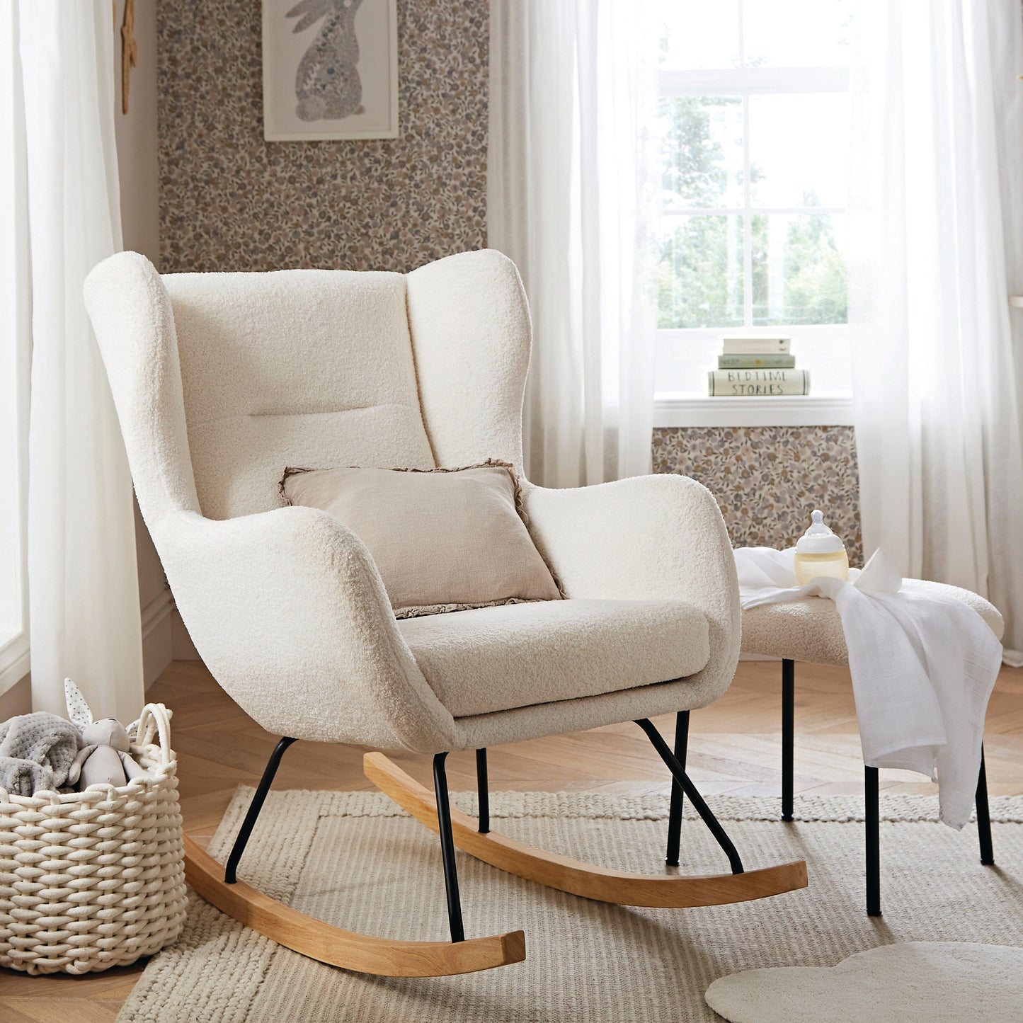 Marley Nursing Chair and Footstool - Teddy Off White