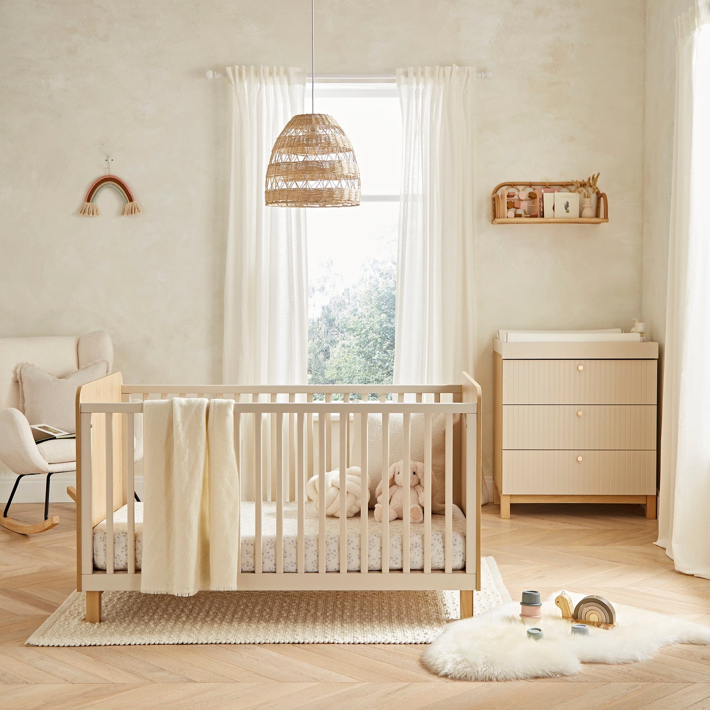 Remi 2 Piece Nursery Furniture Set - Oak & Cashmere