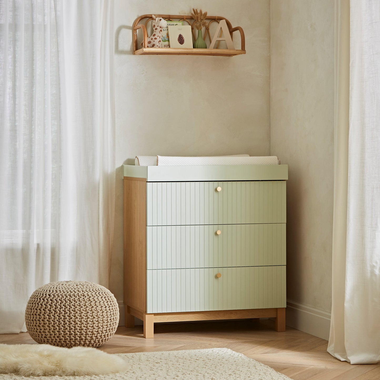 Remi 2 Piece Nursery Furniture Set - Oak & Green