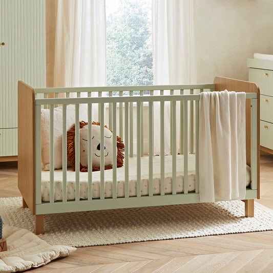 Remi Cot Bed - Oak & Green