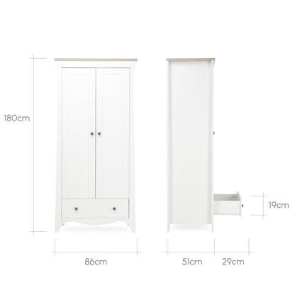 Clara 2 Door Double Wardrobe - White & Ash