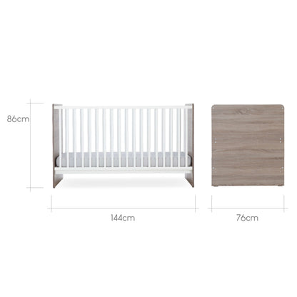 Enzo Cot Bed - Truffle Oak & White