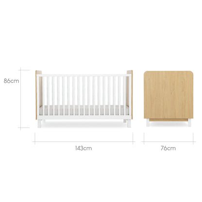 Rafi Cot Bed - Oak & White