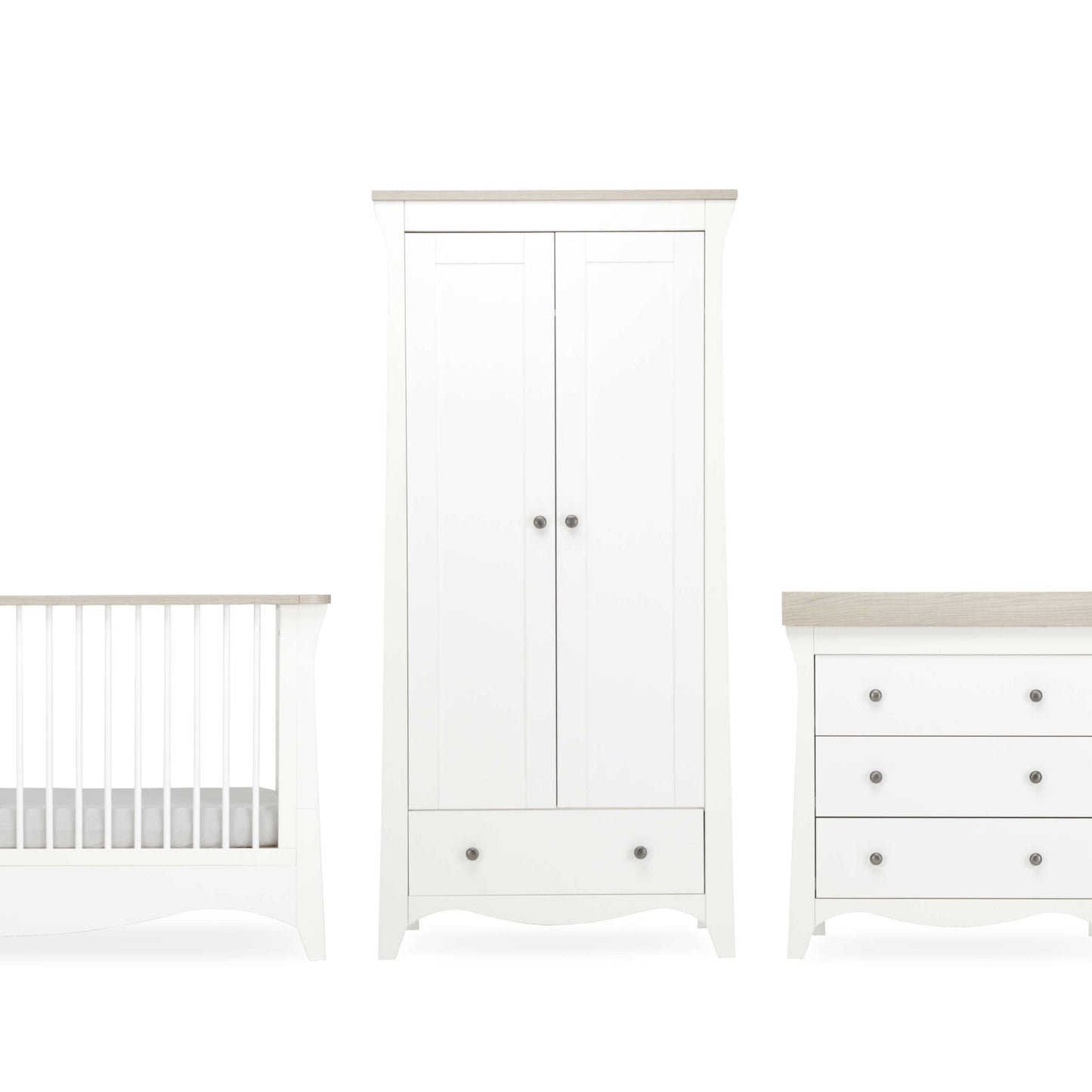 Clara 3 Piece Nursery Furniture Set - White & Ash