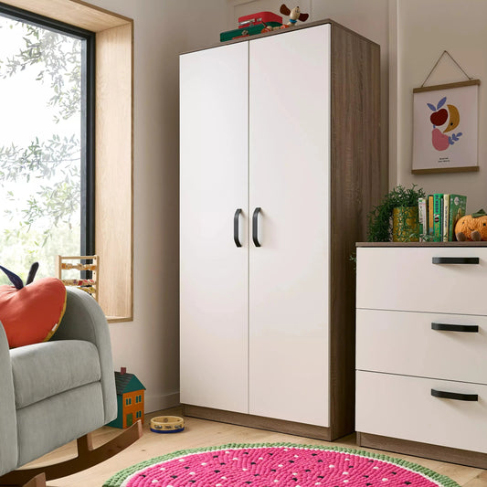 Enzo Nursery Wardrobe - Truffle Oak & White