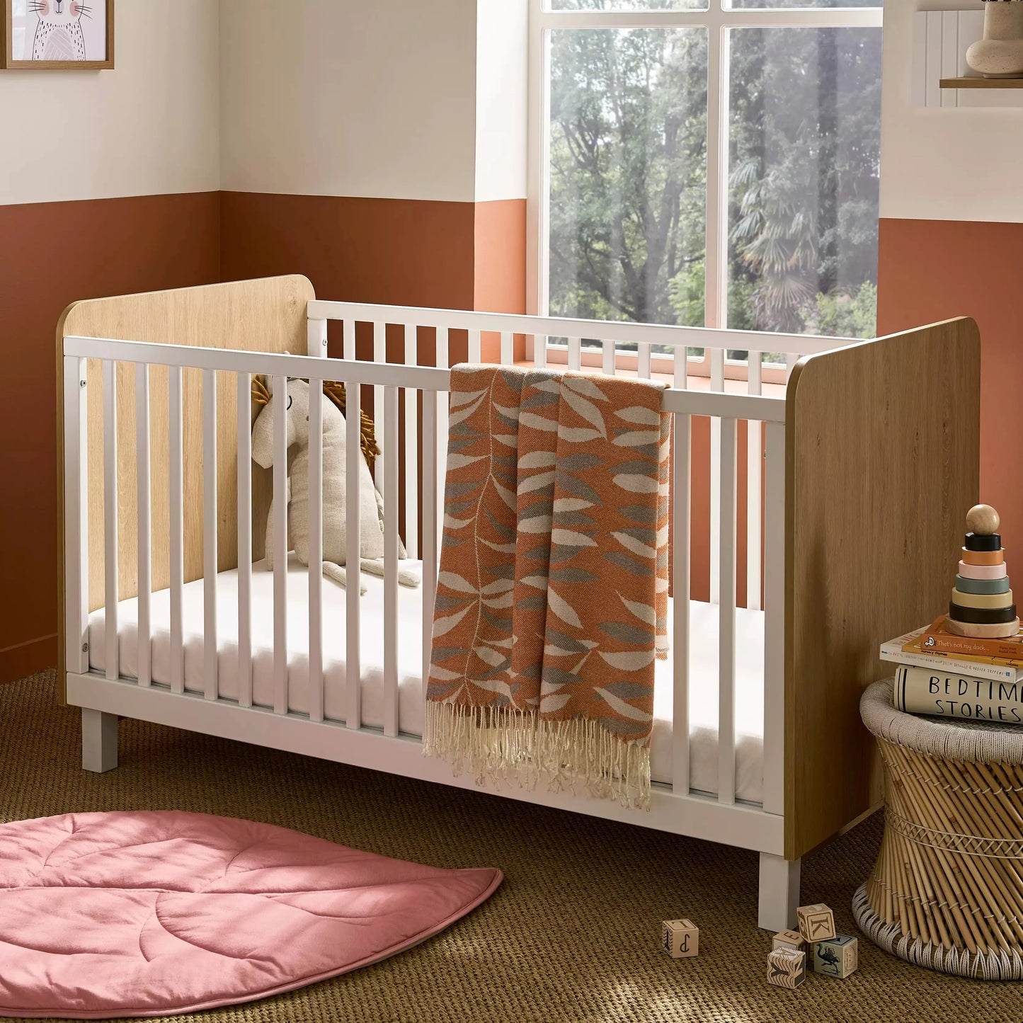 Rafi Cot Bed - Oak & White