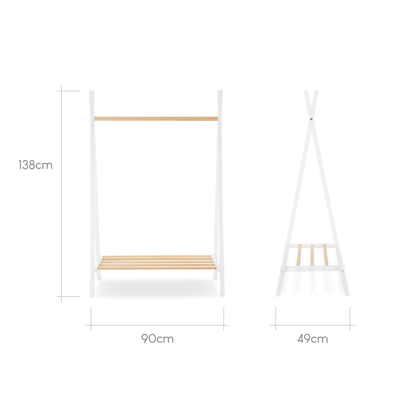 Nola Clothes Rail - White & Natural