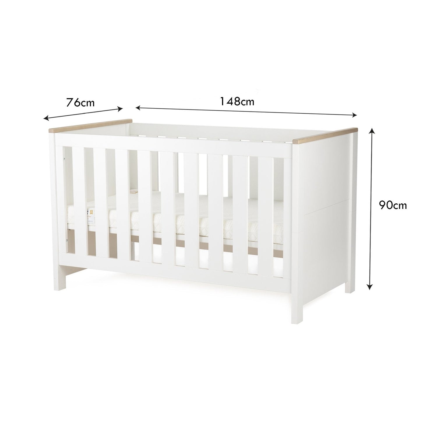 Luna Cot Bed - White & Oak