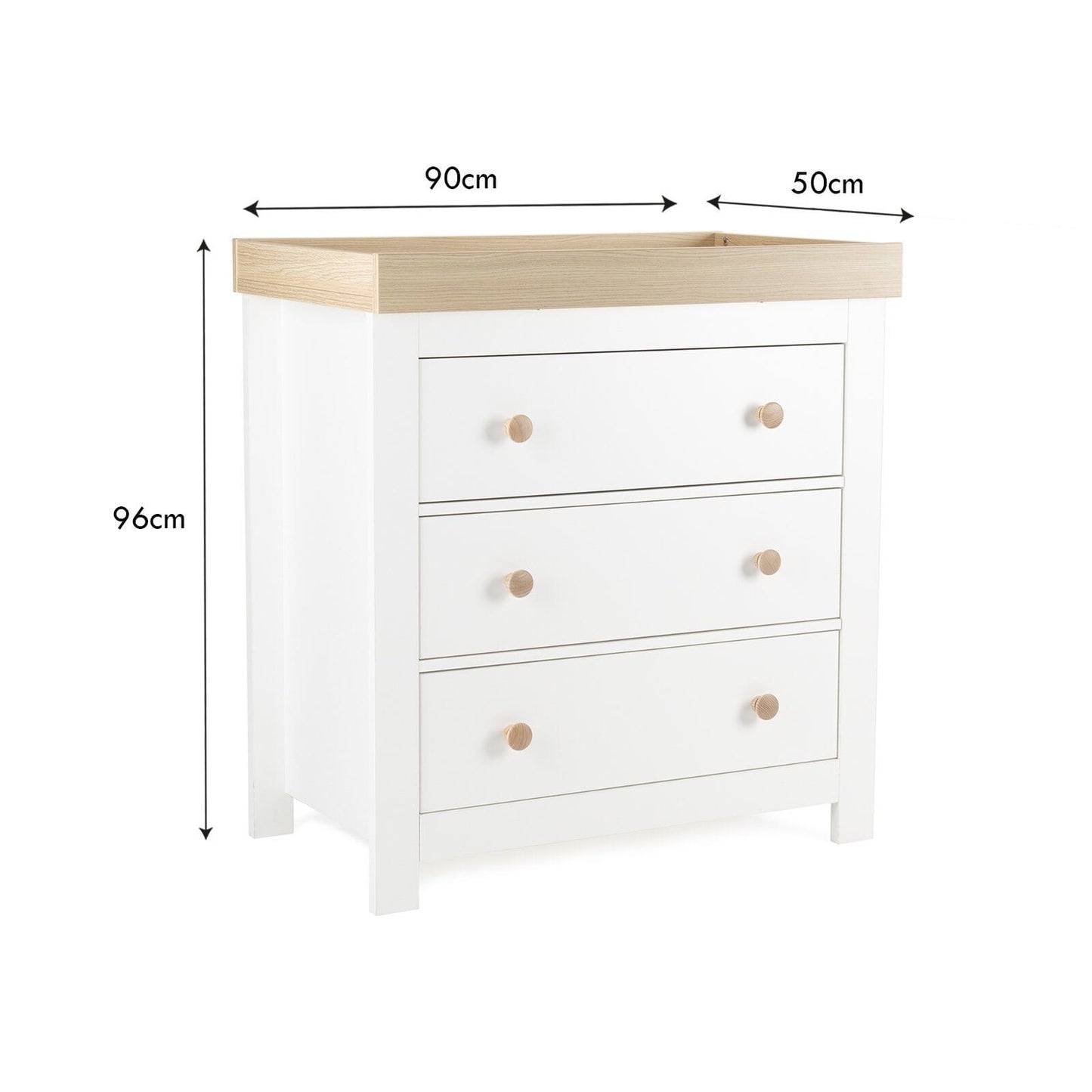 Luna 3 Piece Nursery Furniture Set - White & Oak