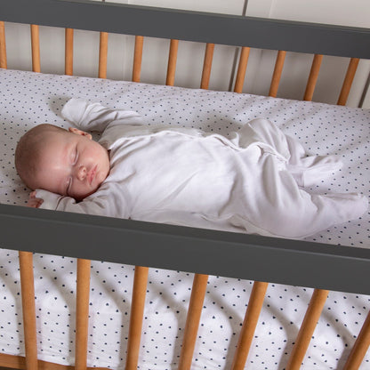 Troll Torsten Cot with Conversion Rail for Cot Bed - Grey/Teak