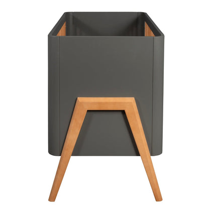 Troll Torsten Cot with Conversion Rail for Cot Bed - Grey/Teak